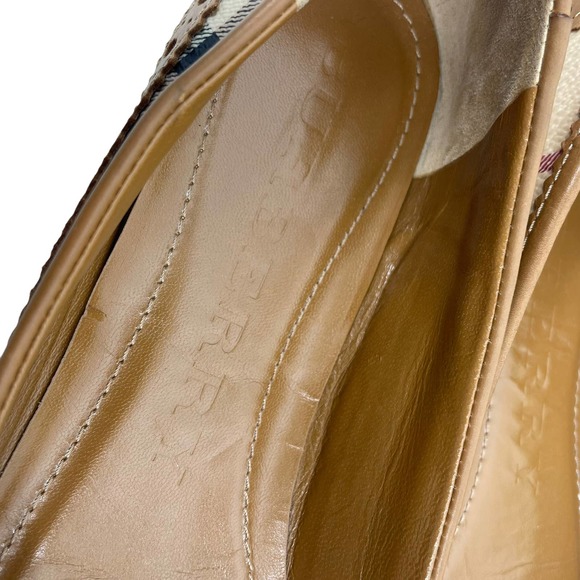 Burberry Haymarket Brogue Nova Check Ballet Flats Tudor Brown Size 37.5 - Picture 7 of 9